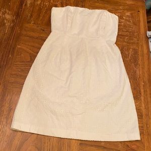 Vineyard Vines, white eyelet, strapless dress.